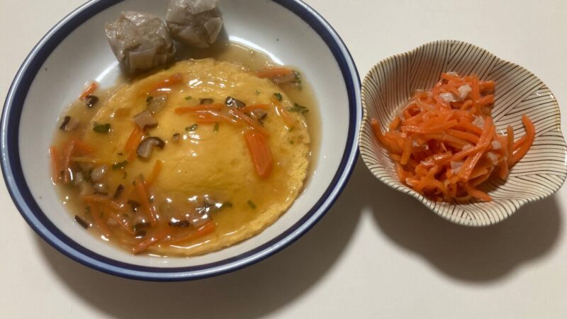 献立5のメニューをお皿に盛り付けた時の様子