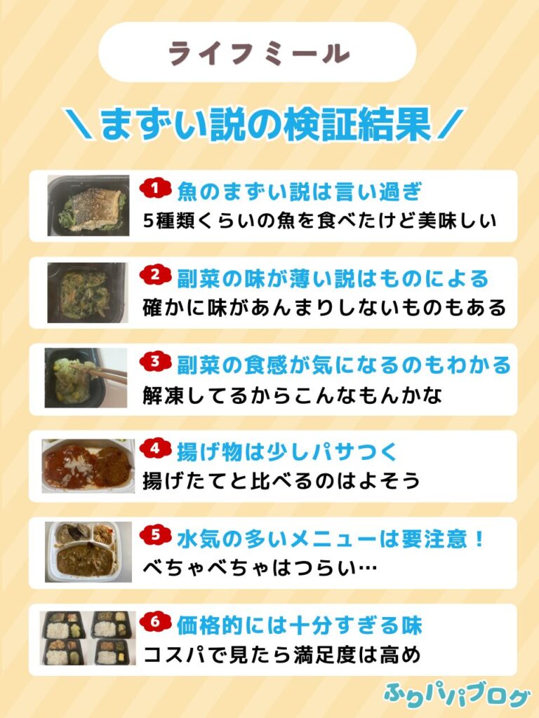 ライフミールのまずいという評判に対する結論をまとめた図解